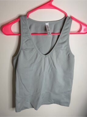 Athleta Ribbed V-Neck Tank Top - Light Sage/gray
